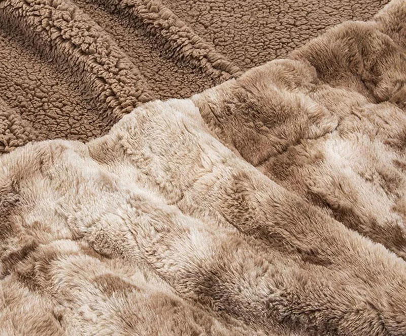 Faux rabbit leather tonal sherpa blanket 1020112