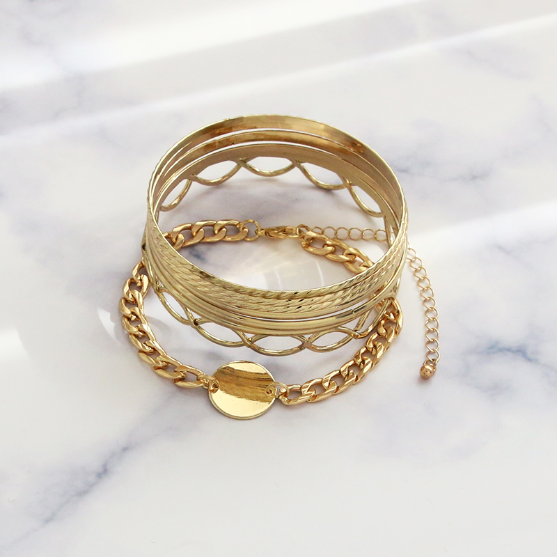 Gold plated bracelets set