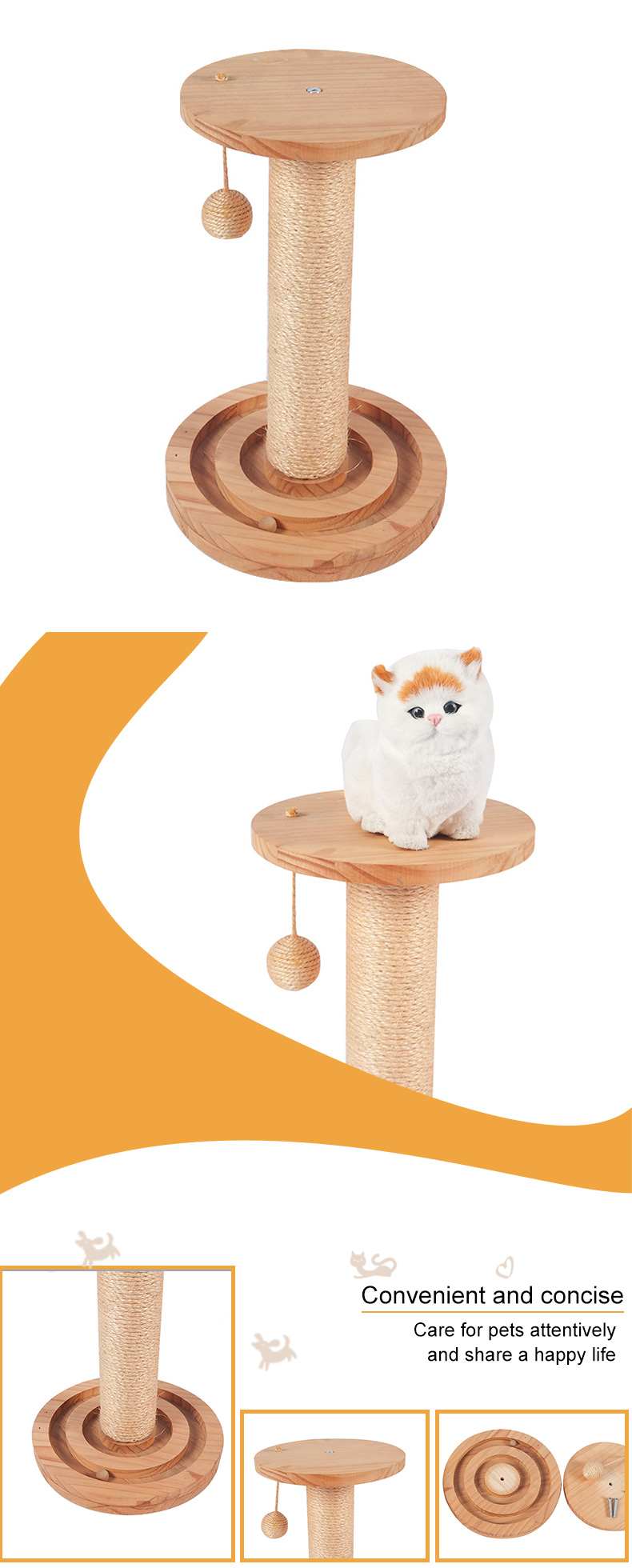 solid wood cat toy sisal pole pet product
