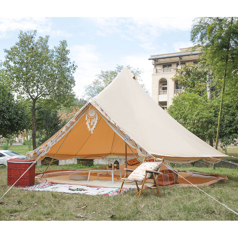 5m Canvas bell tent with double wall glam camp