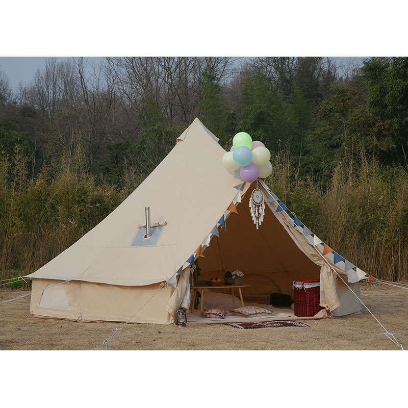 5m Canvas bell tent with stove jack(door height2m) glam camp