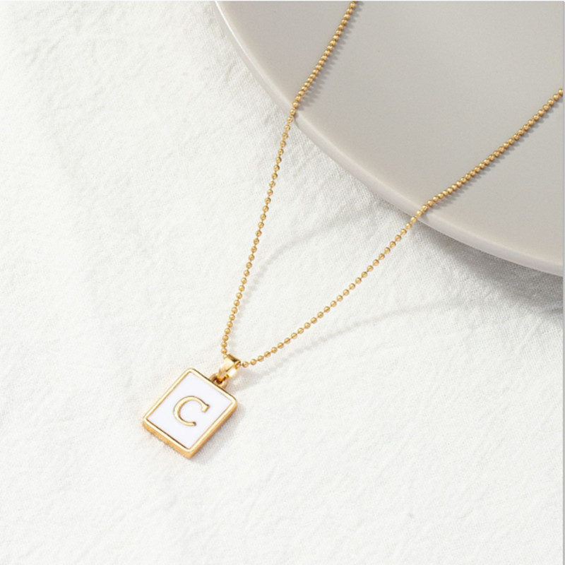 Gold Plated Square Capital Initial Necklaces