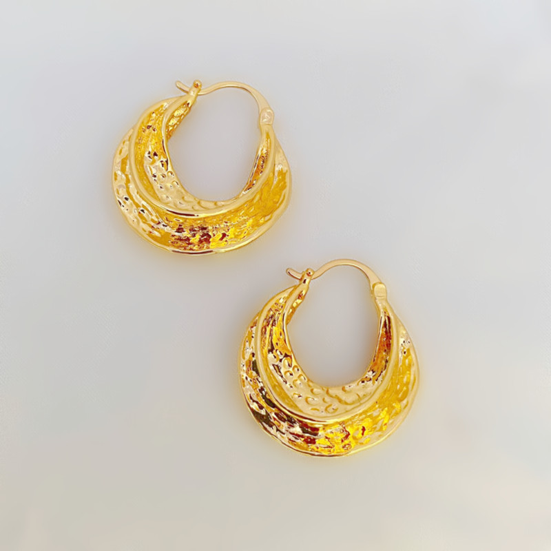 Gold Chunk Hoop Earrings