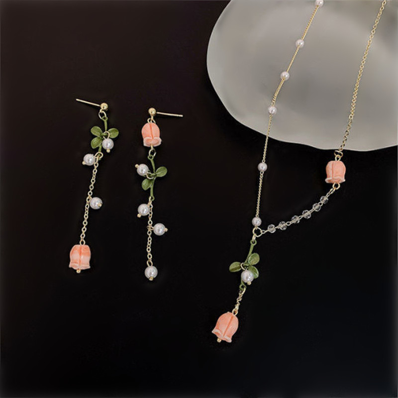 Tulip necklace earrings set