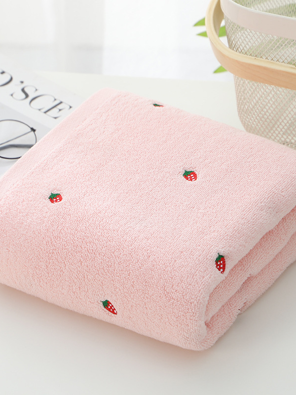Cotton embroidered strawberry towels