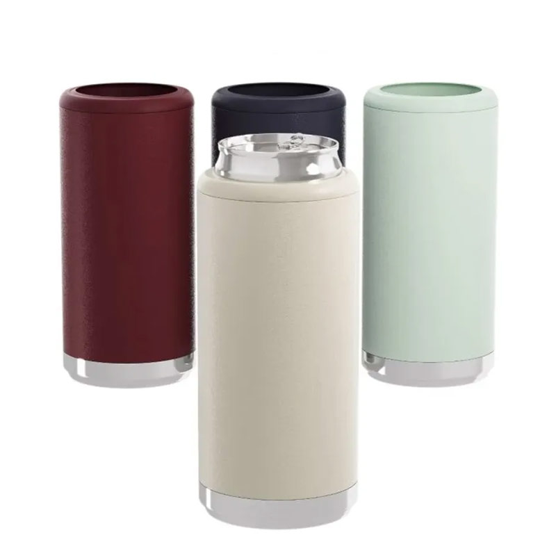 Sublimation 12 oz beer tall slim double wall stainless steel can cooler with drinking lid S04-0010 glam camp