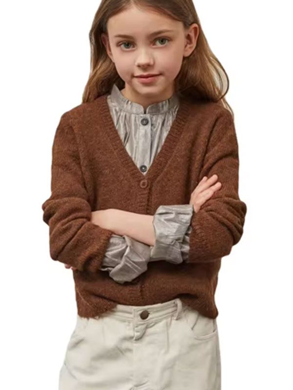 Kids Long Sleeve Cardigan Knitted Sweater