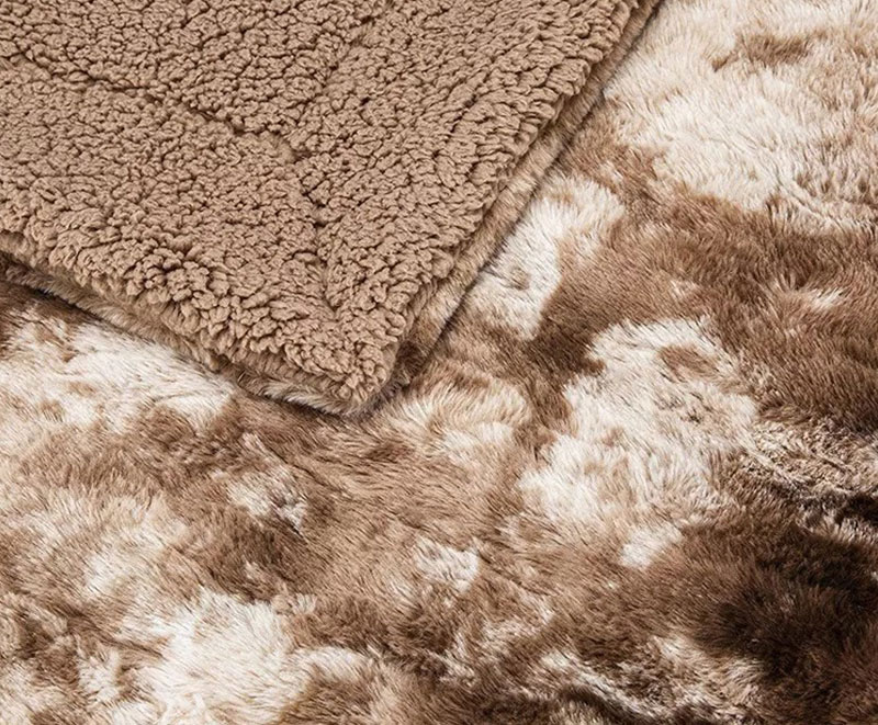 Faux rabbit leather tonal sherpa blanket 1020112