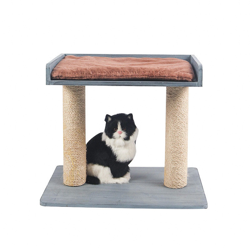 Solid wood double deck cat climbing frame pet product