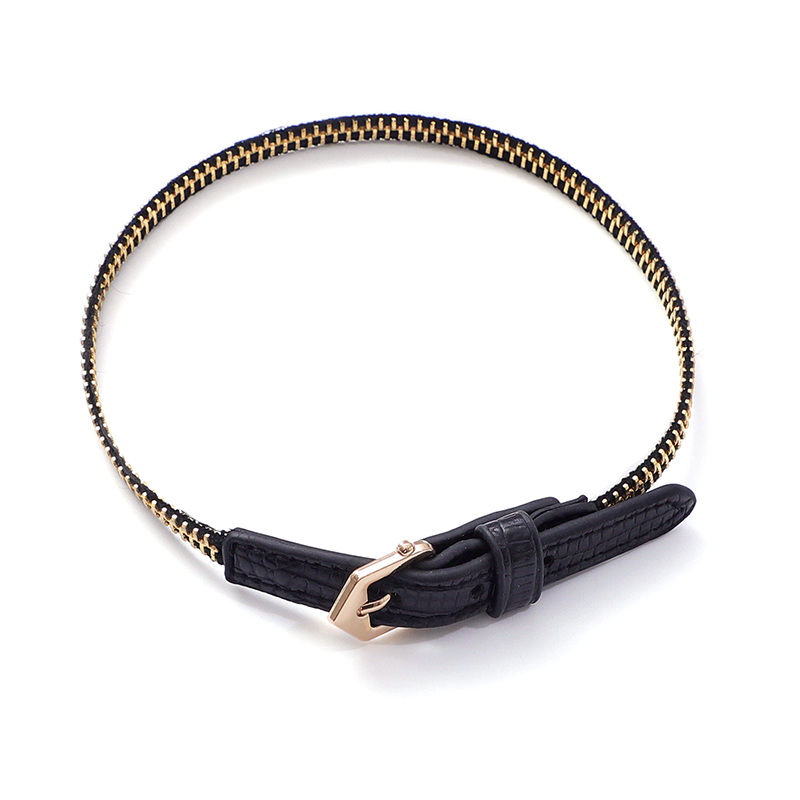 zipper choker necklace with buckle