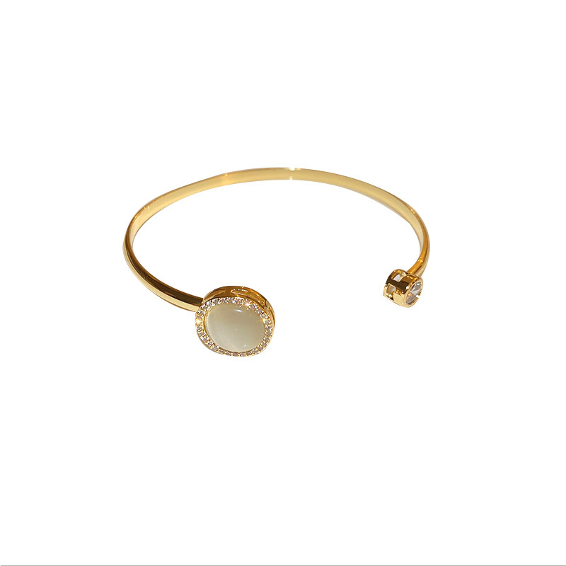 Gold Plated Bangle with Diamond and Natural Stone Bracelet for Womens