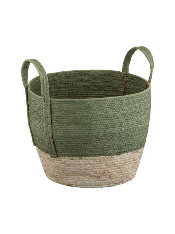 Natural wicker basket - green