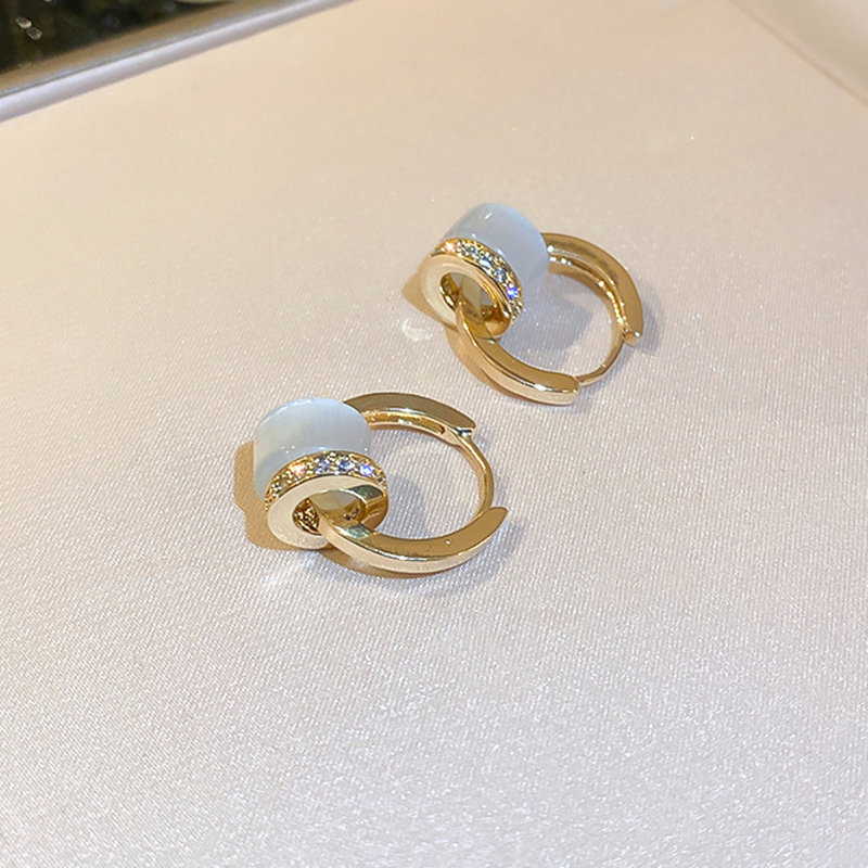 Loops Hoop Earrings Cubic Zirconia Cuff Earrings in Gold Huggie Hoop Earing with Dangle Charms
