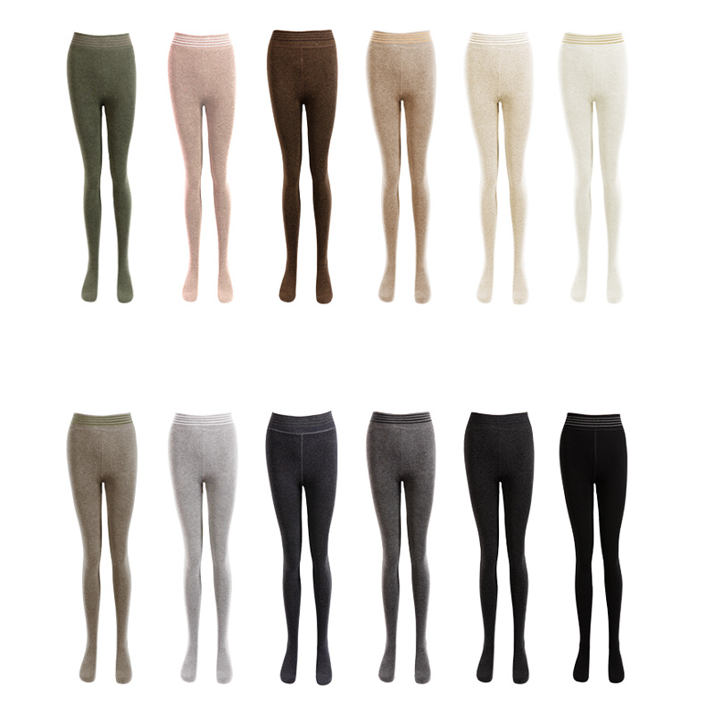 Women bamboo winter high waist female thick warm fleece lined thermal tights