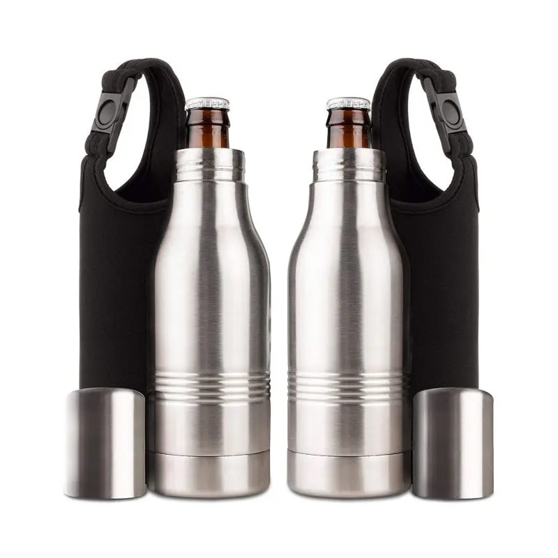 12 oz double wall stainless steel refrigerated vacuum beer bottle S04-0042 glam camp