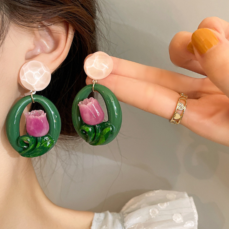 acrylic tulip dangle earrings