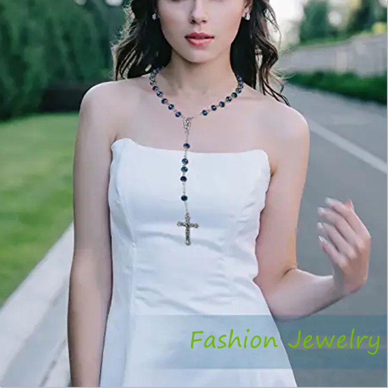 Glass crystal beads Rosary Necklace for wedding fashion jewelry accessories