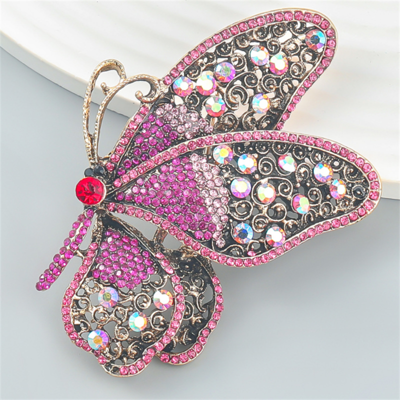 Pink Rhinestone Butterfly brooch pins