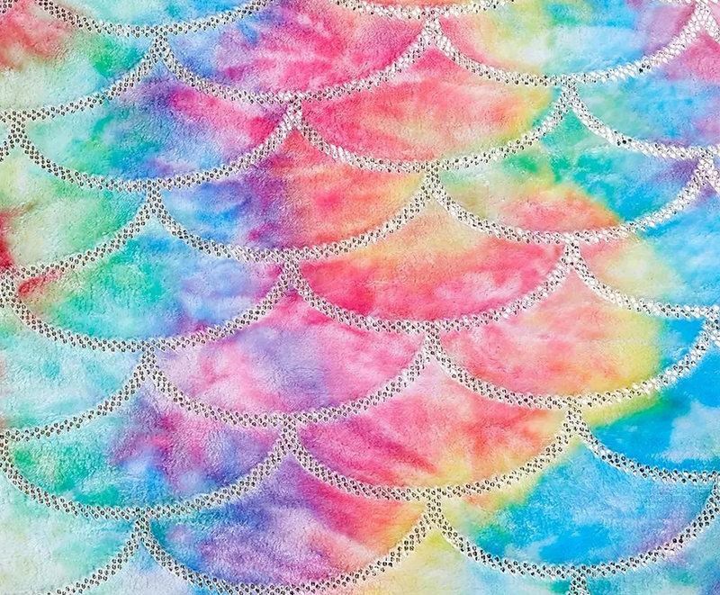 Brightly coloured glitter mermaid flannel blanket 7