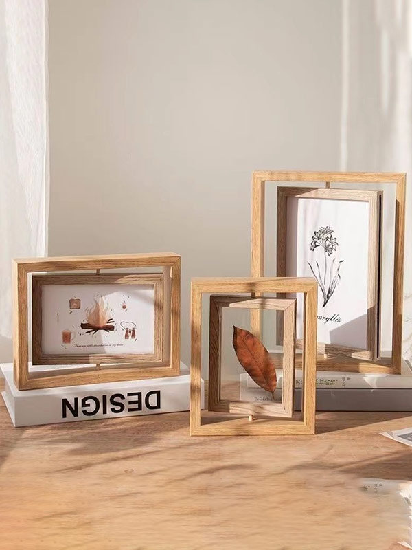Solid wood rotating photo frame
