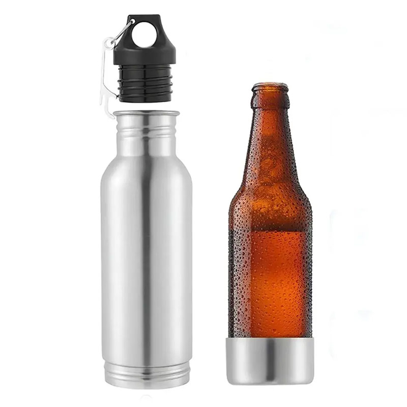 12 oz double wall stainless steel refrigerated vacuum beer bottle S04-0042 glam camp