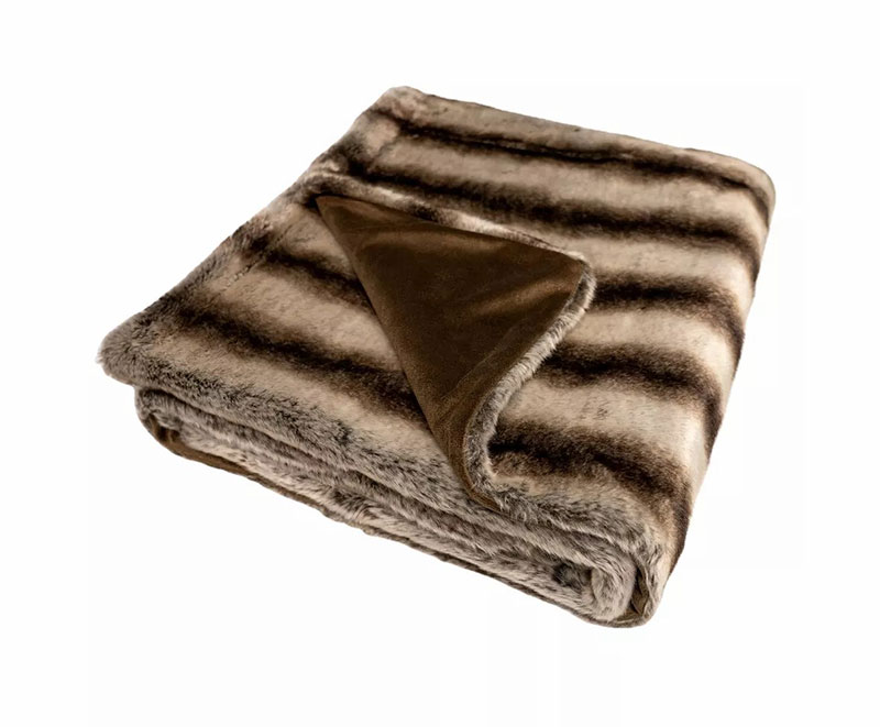 Printed brown soft double sided plush blanket 1020114
