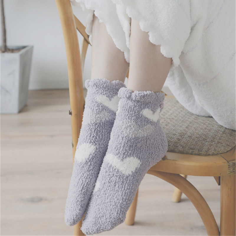 warm fuzzy microfiber warp knitted winter slipper home floor sock