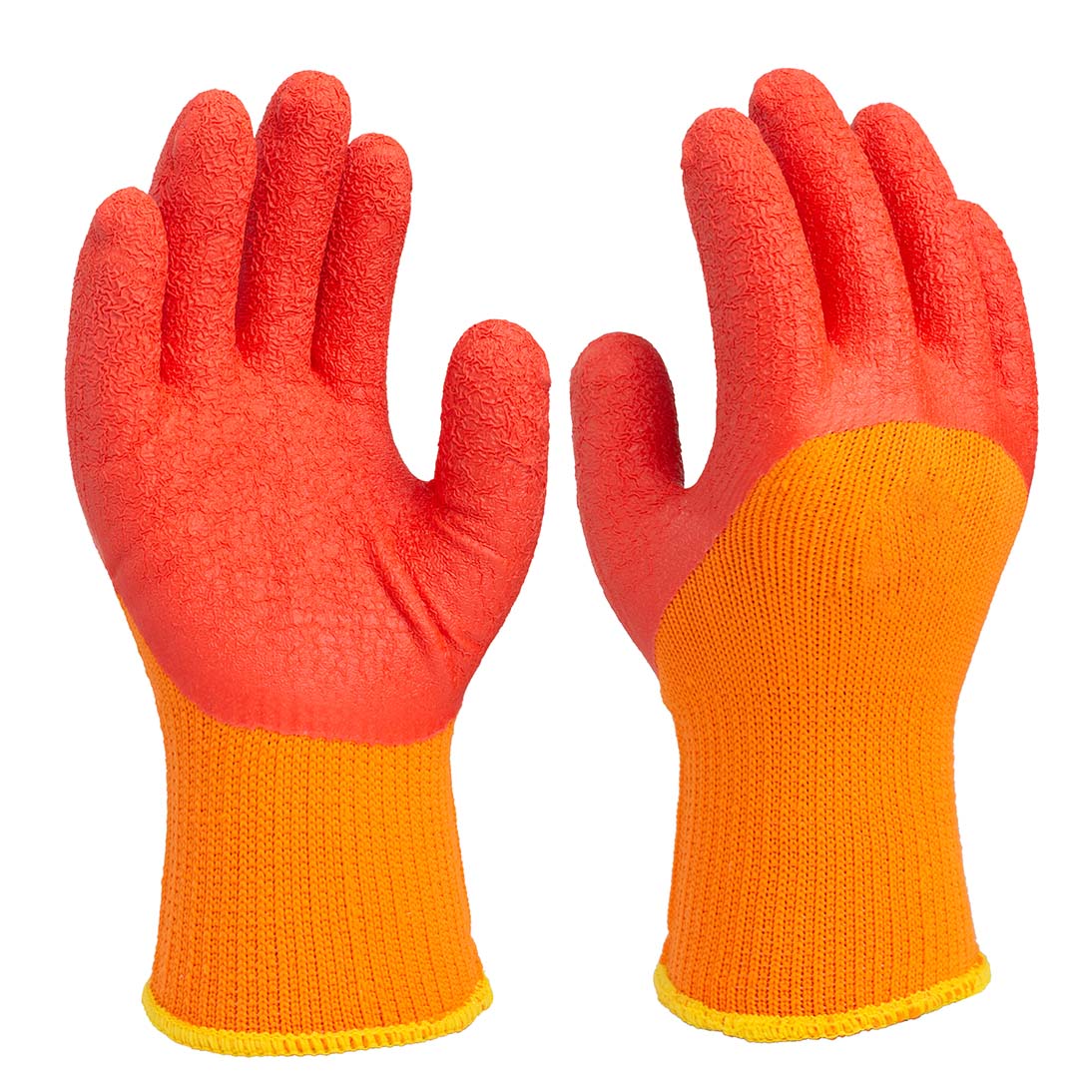 7G Polyester terry brushed glove crinkle latex half coated economic