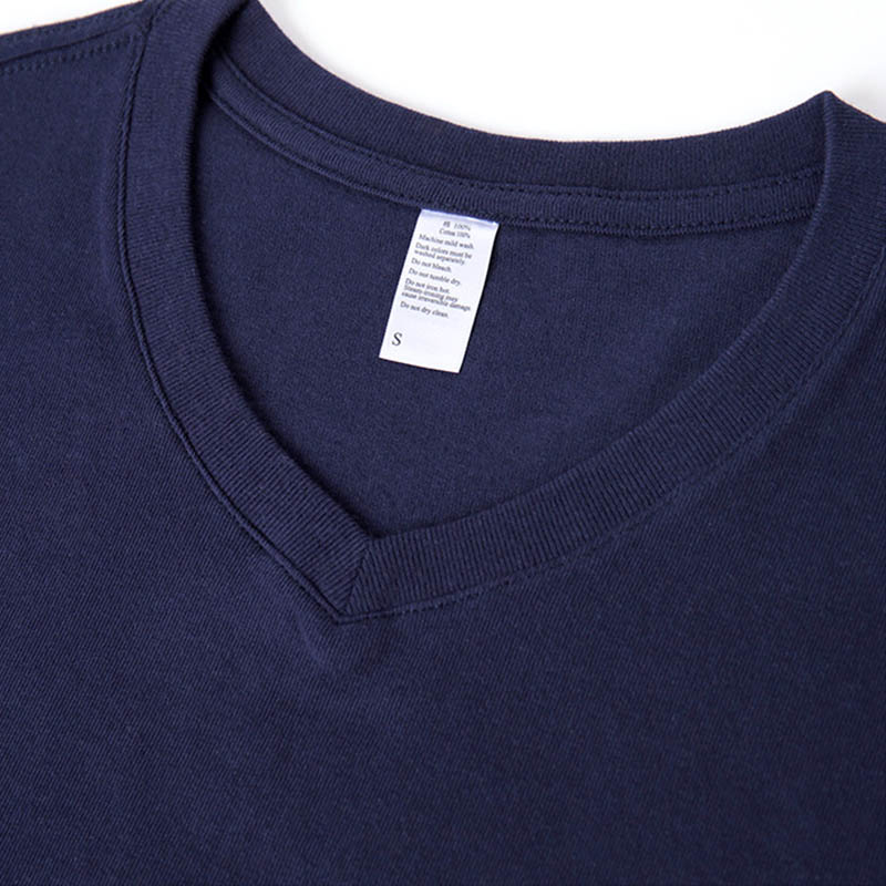 Men's summer high quality v-neck real silk casual fashion T-shirt