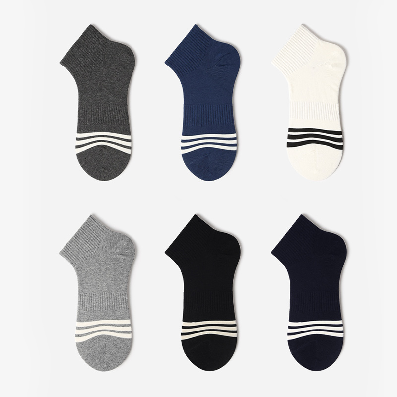 Factory wholesales 100% cotton boat men ankle socks with towel bottom