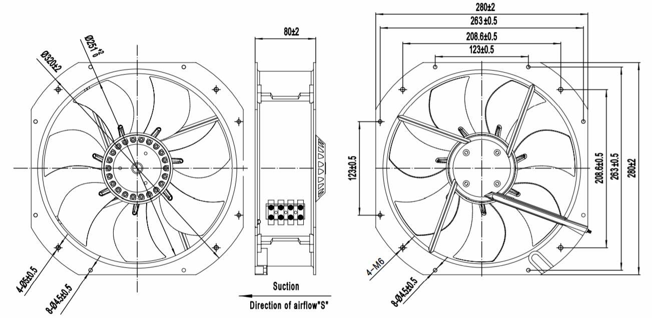 External rotor motor axial fan F Insulation class
