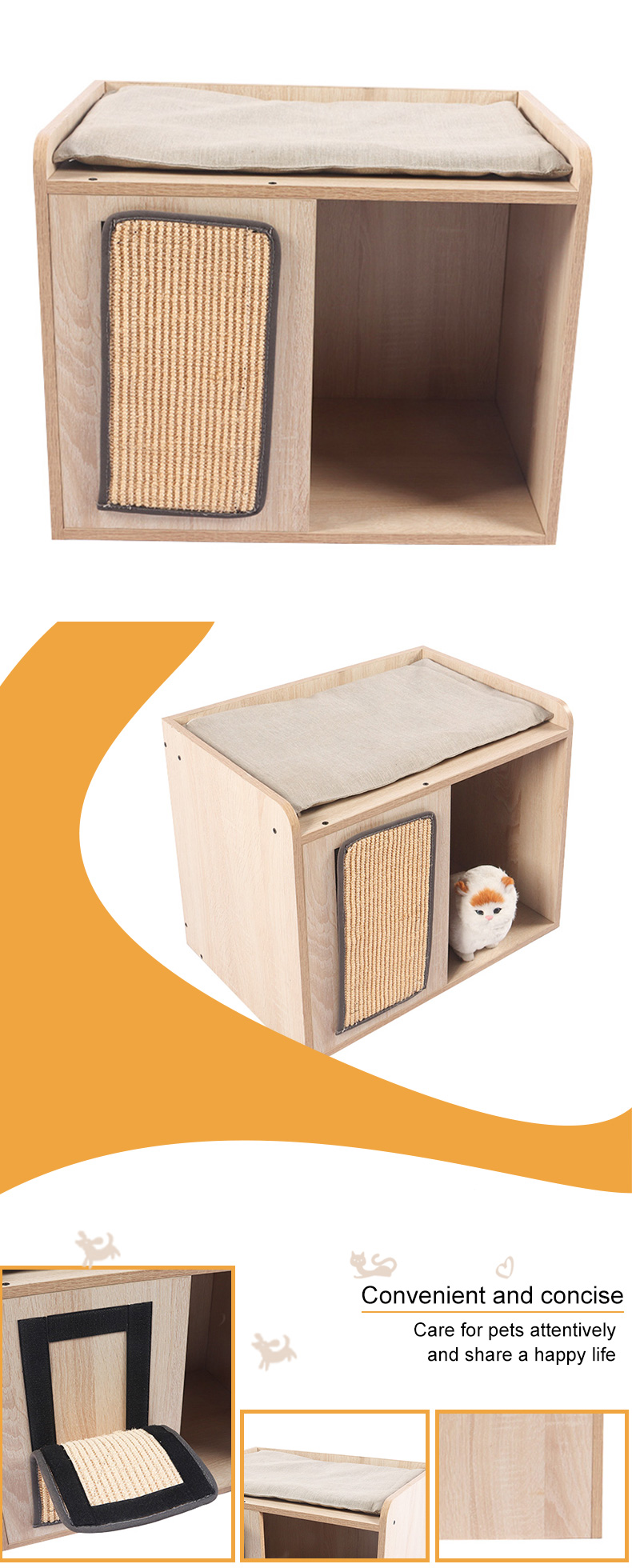 double deck cat cabinet with sisal mat pet supplies