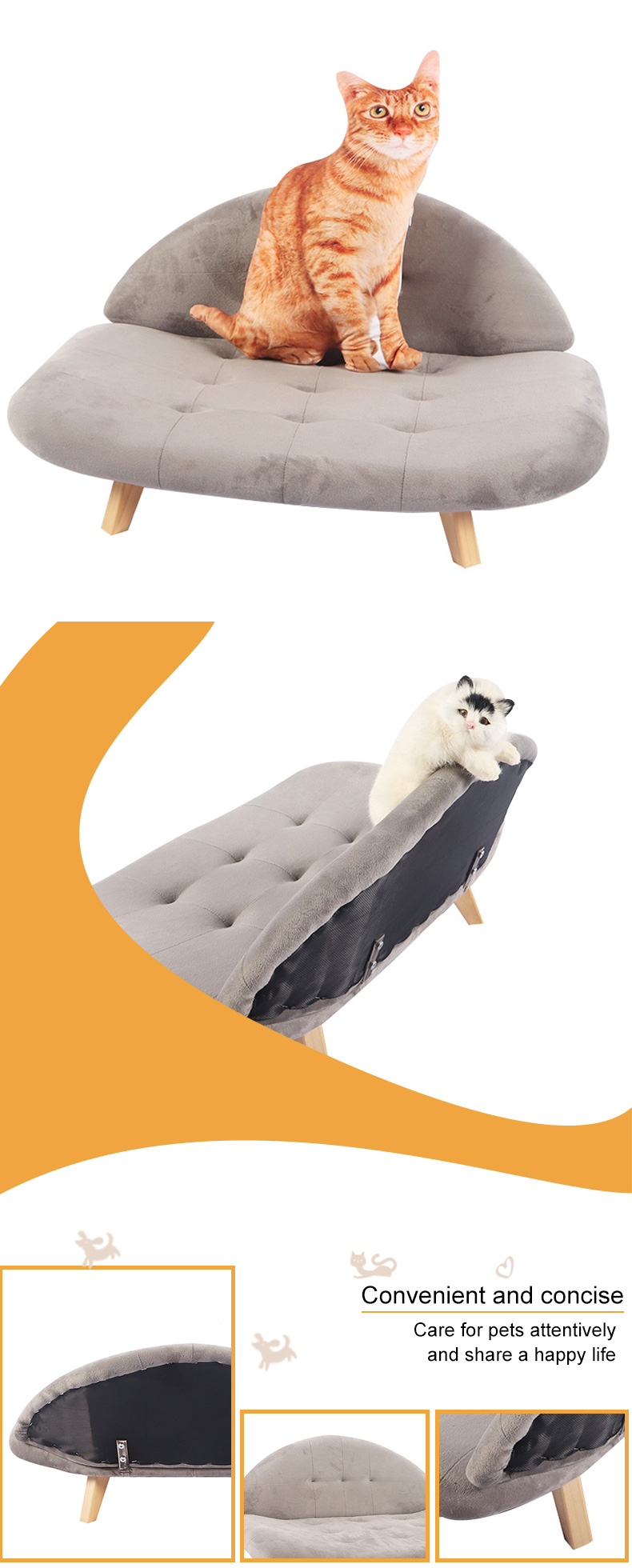 grey cat sofa with backrest pet supplies