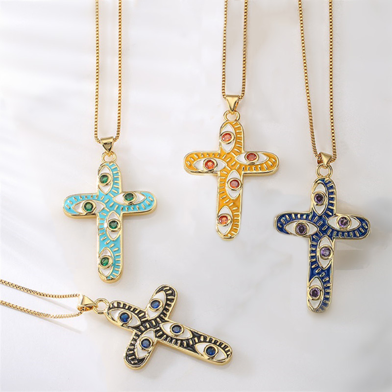 18K Gold Plated Cross Necklace for Women 