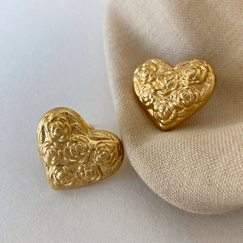 Gold Heart Earrings for Women
