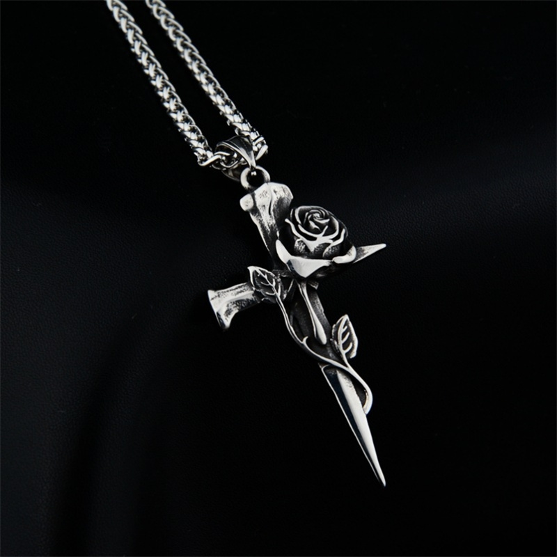 Religious Vintage Faith Rose Cross Necklace