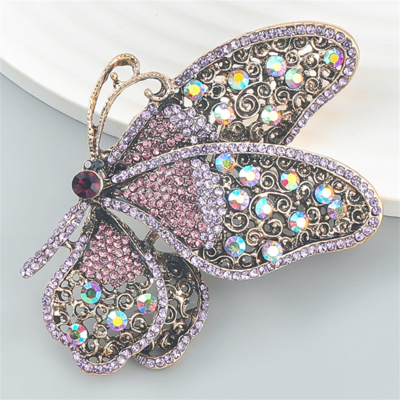 Purple Rhinestone Insect Brooches Pins