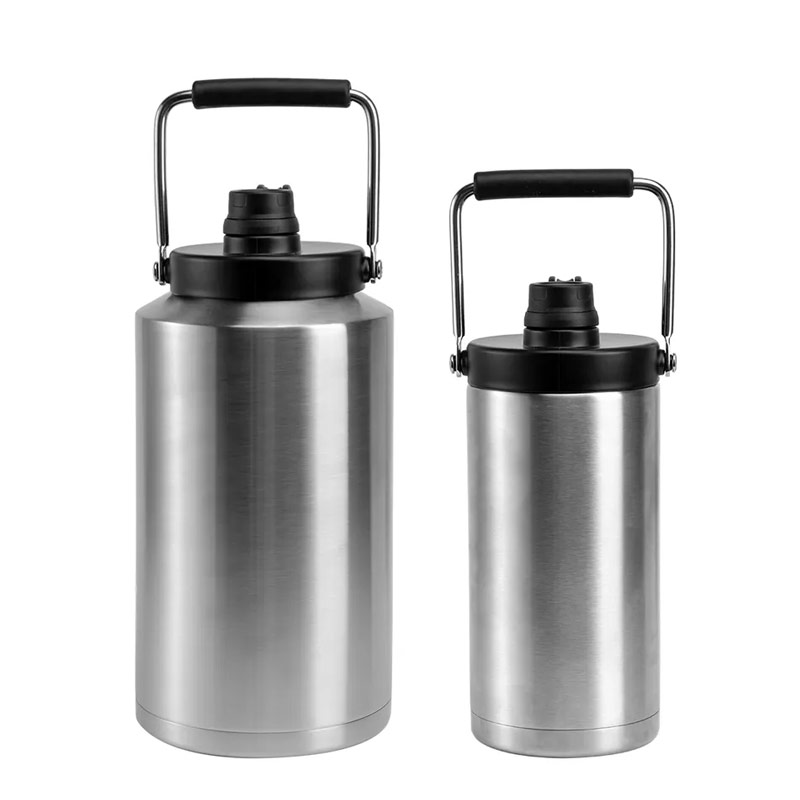 Large capacity straw lid 64oz 128oz one gallon double wall vacuum insulated leak proof outdoor stainless steel water bottle SX0584 glam camp
