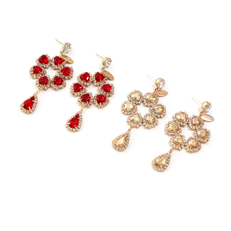 Alloy glass diamond flower earrings | diamond flower earrings | flower earrings