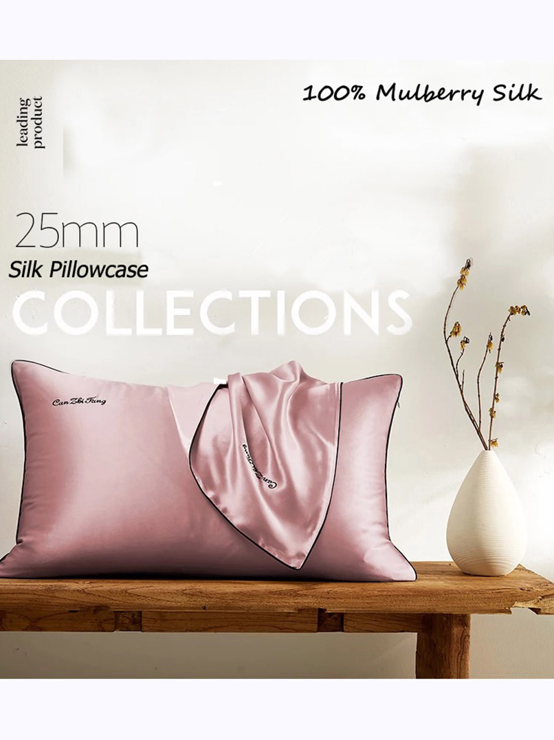 Silk Pillowcase With Pipping | Silk Pillowcase | Custom Embroidery Silk Pillowcase