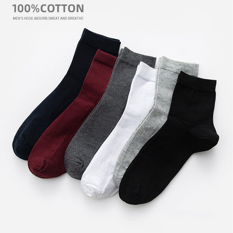 Custom socks men dress socks solid color cotton crew socks