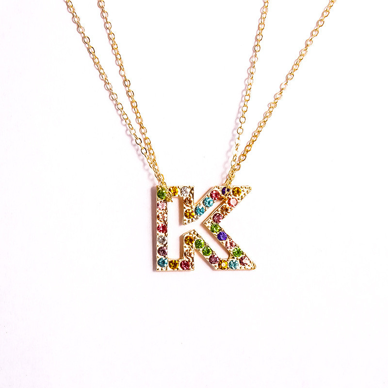 Rainbow initial necklace