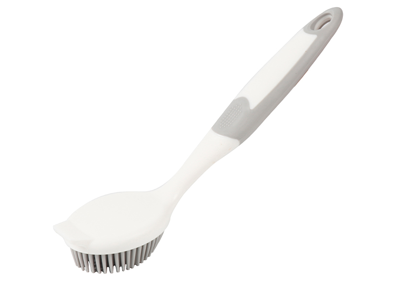 TPR dish brush with bristles and scraper
