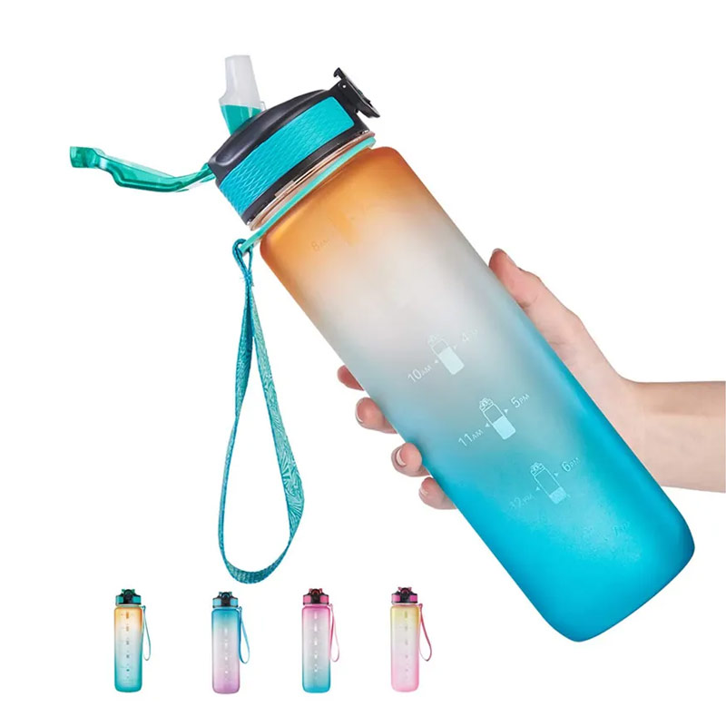 1L bpa free plastic protein custom logo motivational water bottle for sport P01-0085 glam camp