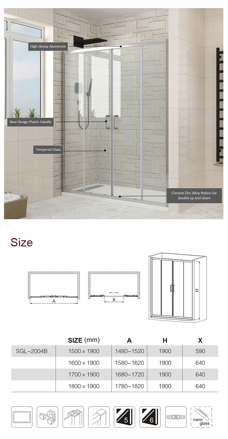 glass shower door for curved tub