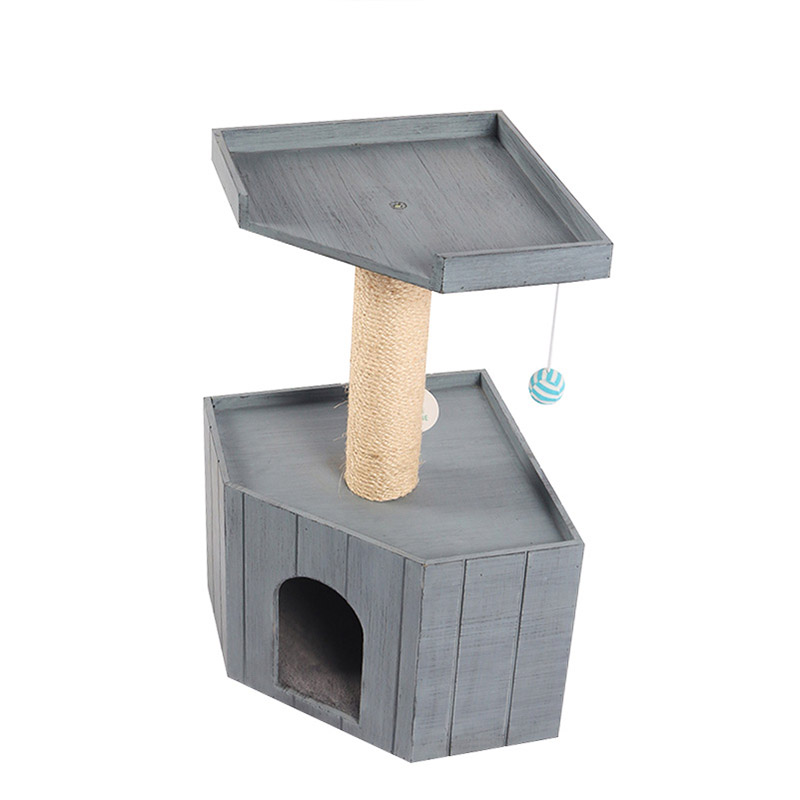 Solid wood cat nest with platform pet supplies