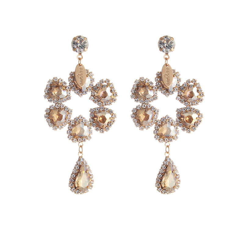 Alloy glass diamond flower earrings | diamond flower earrings | flower earrings