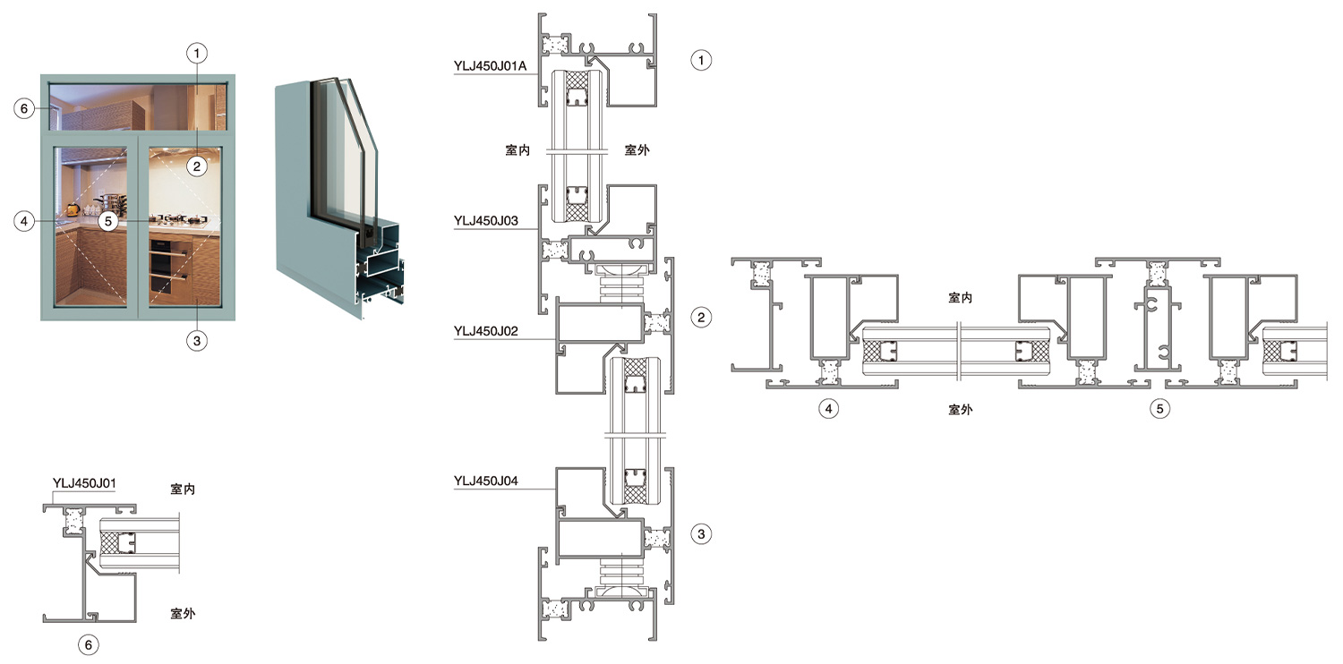 50J series heat insulation exterior casement window