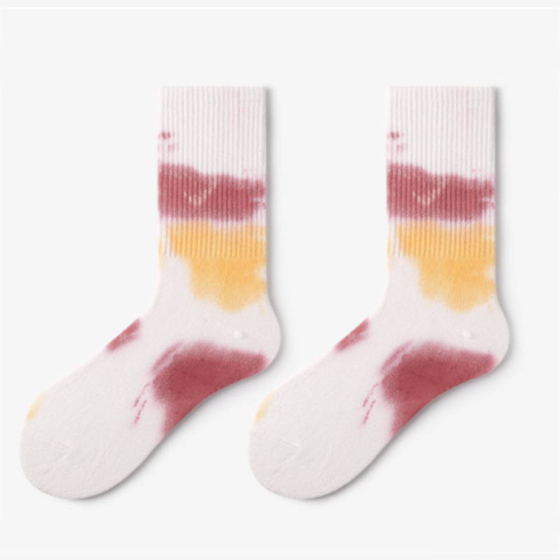 Winter cotton socks men street hip hop tube loose tie dye sock for unisex