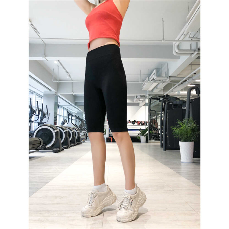 Womens biker shorts wholesale black nylon plain high waisted shorts